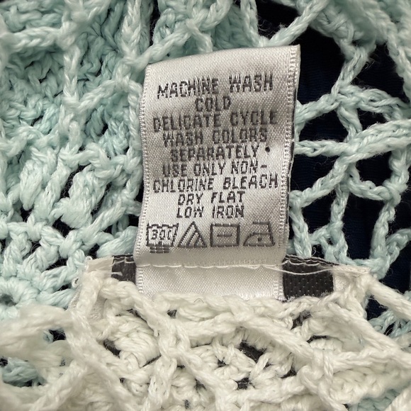 Chadwicks Women's Ombré Floral Lace Top - White and Blue - Picture 7 of 8